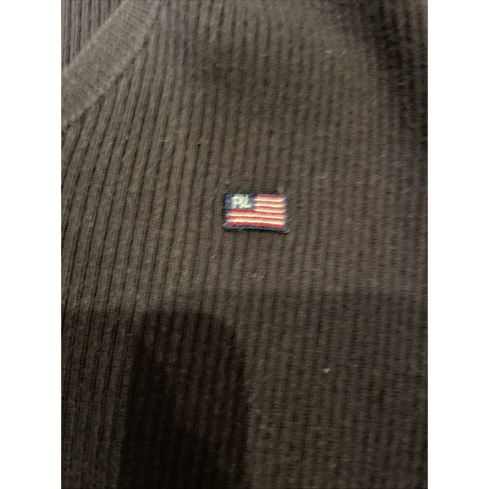 Polo‎ Jeans Co Ralph Lauren Women Sweater L Brown Ribbed V-Neck Flag Long Sleeve - Picture 5 of 8